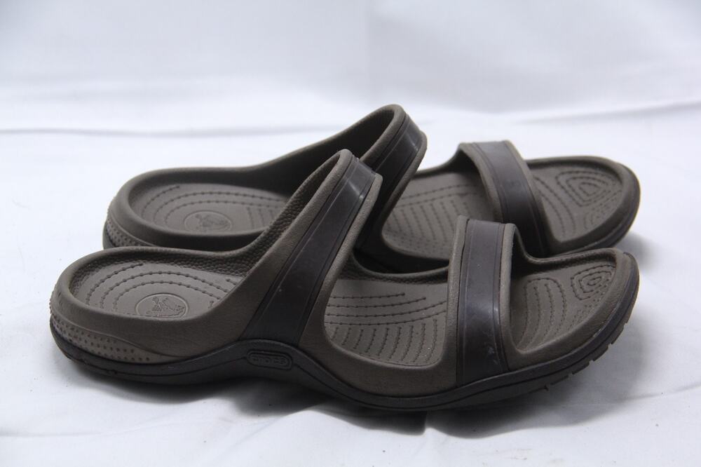 Crocs Patra Sandals Women's Size 9 Double Strap Brown Comfort Shoes Slip On